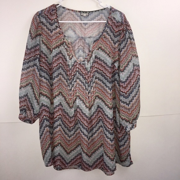 Eyeshadow Tops - 2X Eyeshadow Sheer Blouse, Studded